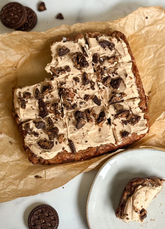 Protein Banana Snack Cake with Icing