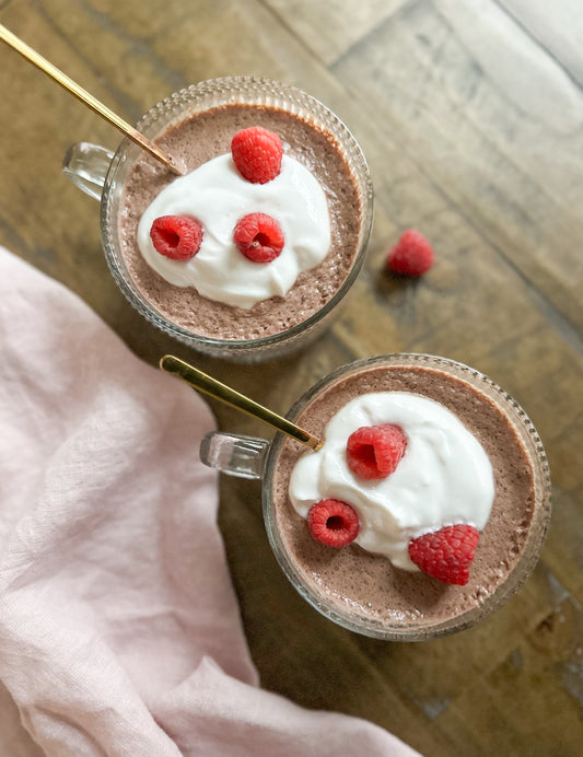 Chocolate Raspberry Cheesecake Chia Pudding