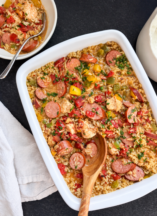 Healthy Cajun Rice Bake