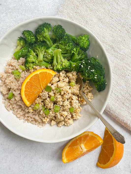 Orange Ground Chicken Bowls