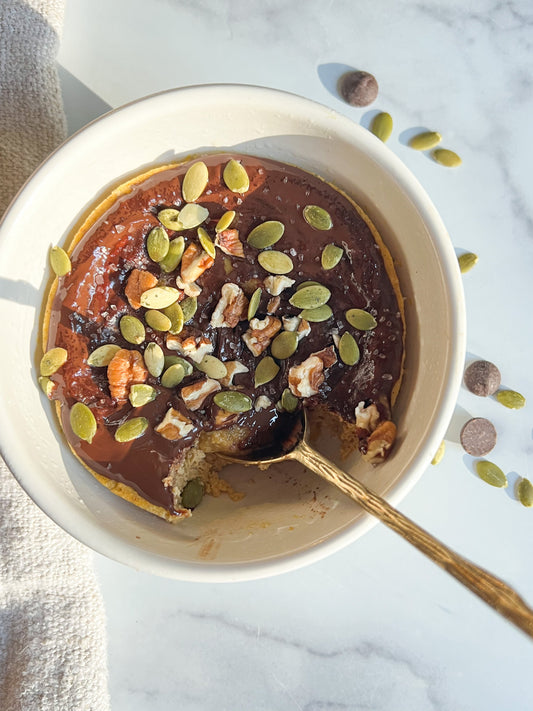 High Protein Pumpkin Pecan Mug Cake