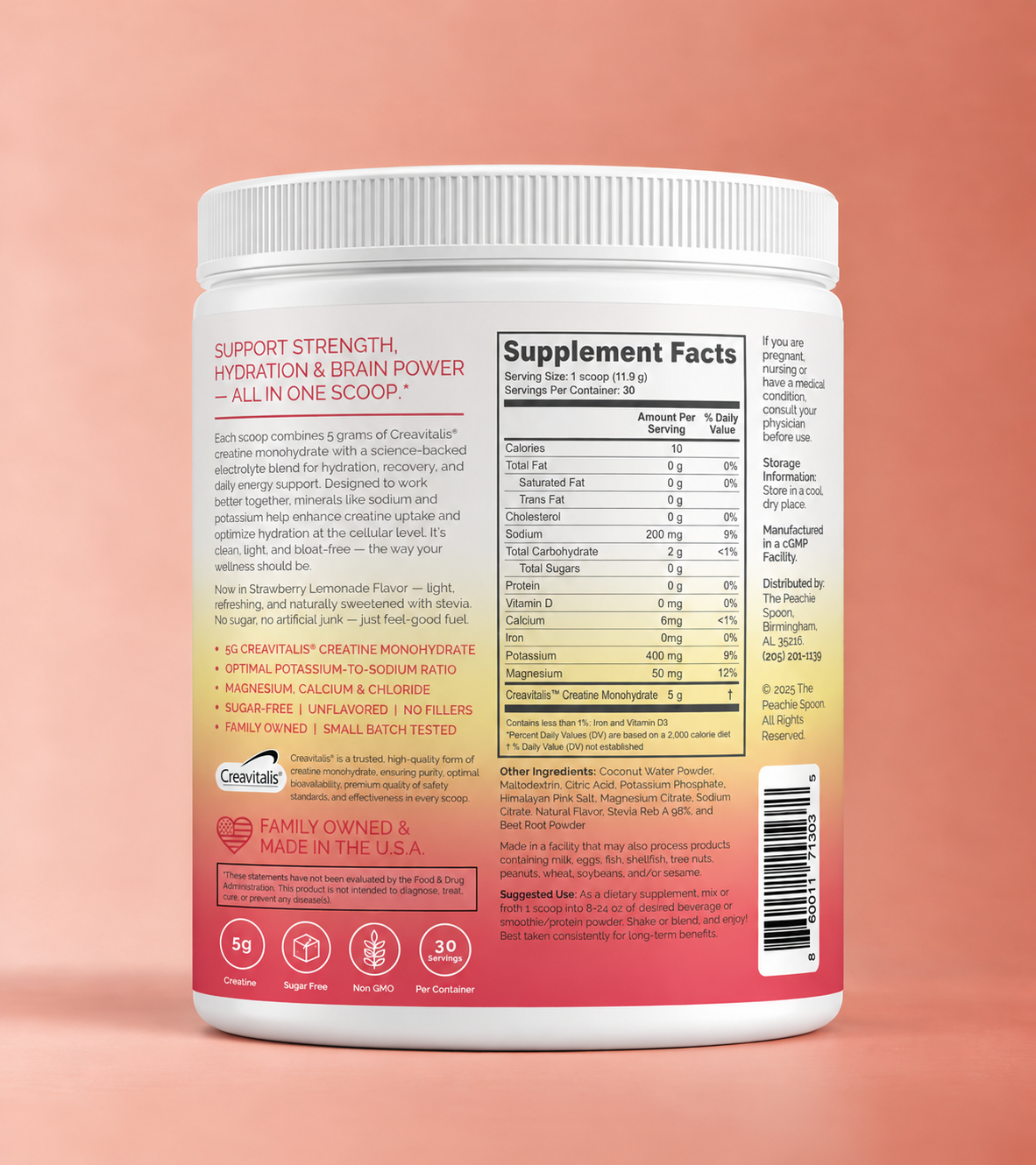 Creatine + Electrolytes: Strawberry Lemonade