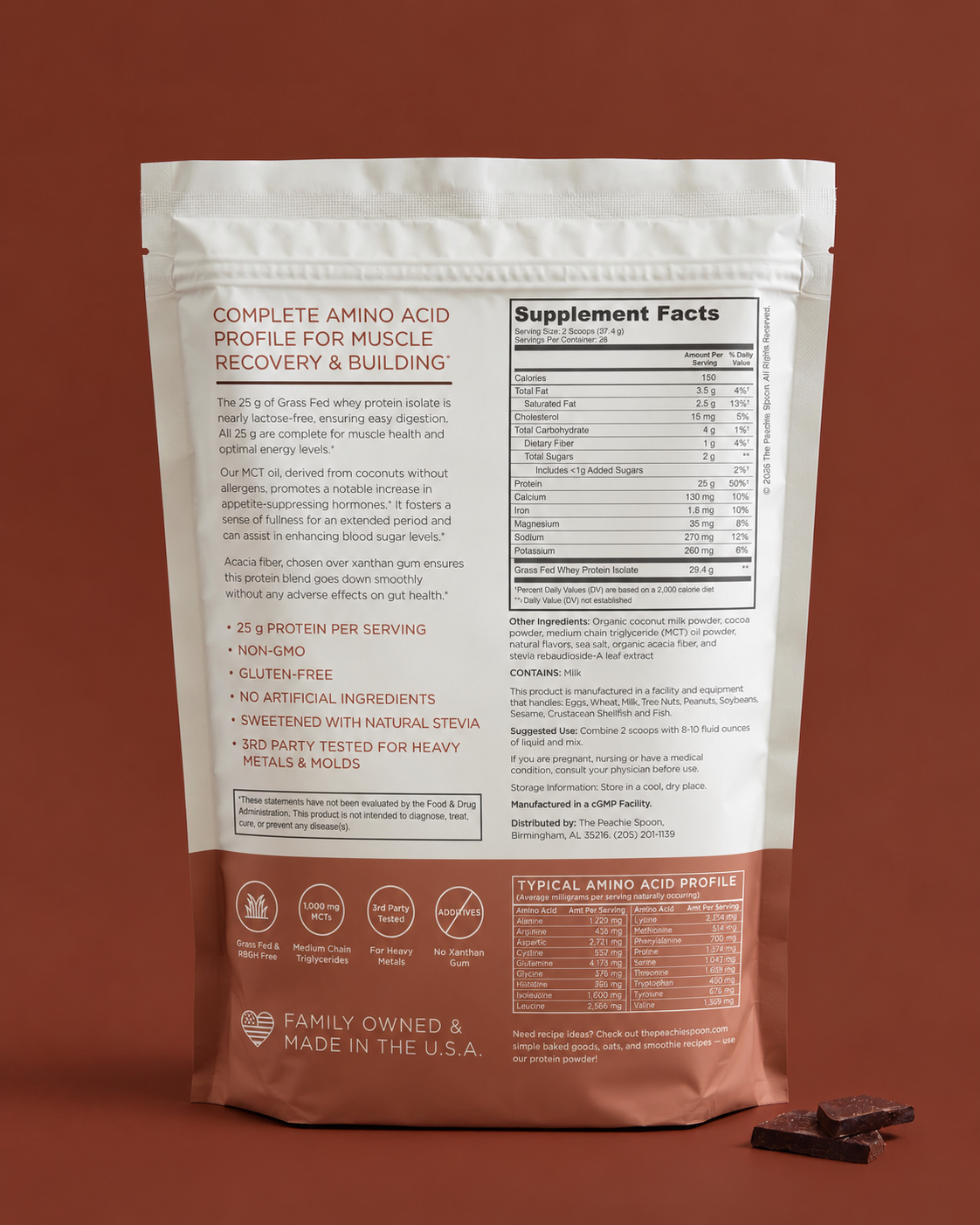 Chocolate Grass Fed Protein Powder