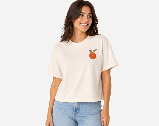 The Peachie Spoon Daily Essentials Ivory Boxy Mid-Length T-Shirt