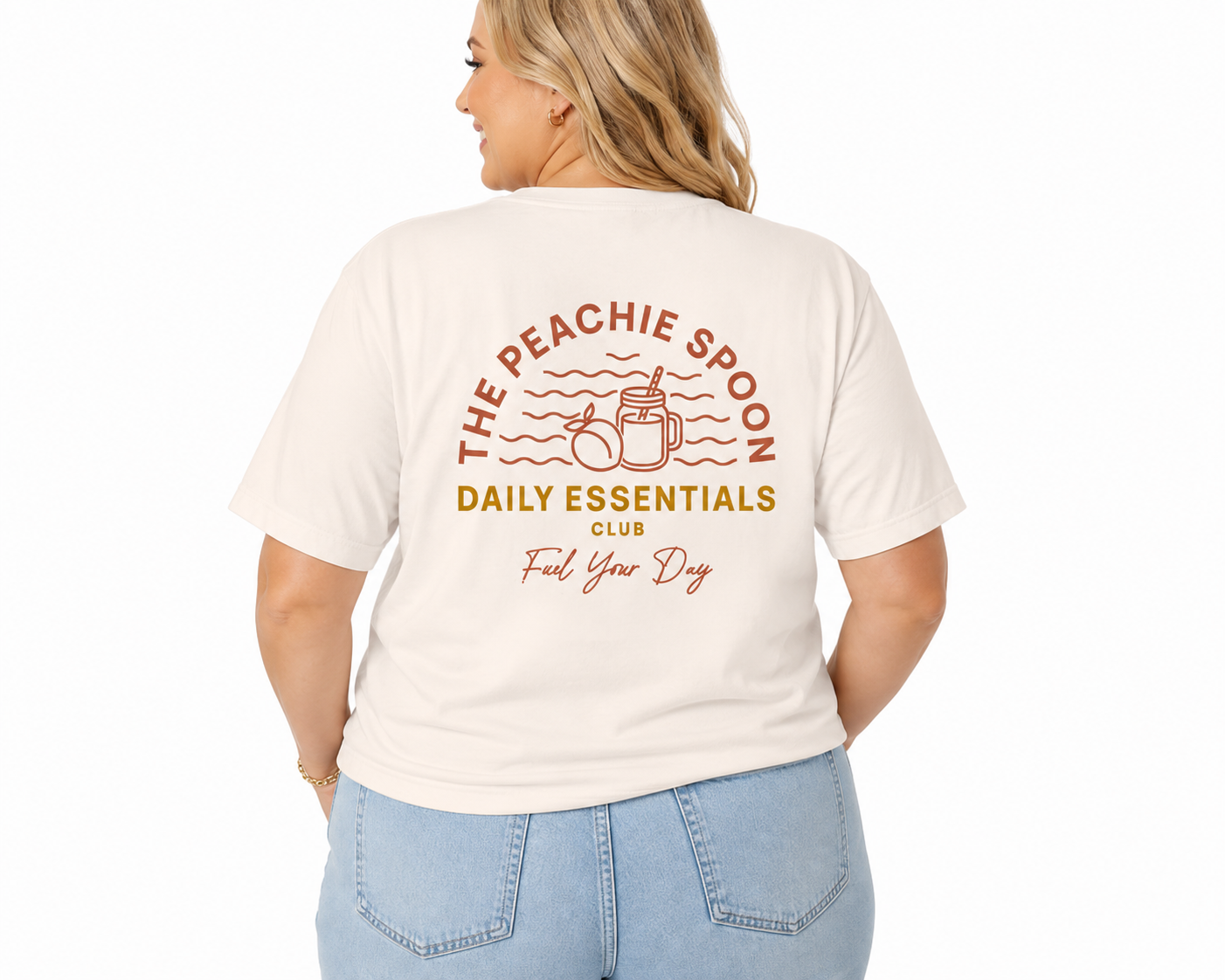 The Peachie Spoon Daily Essentials Ivory Boxy Mid-Length T-Shirt