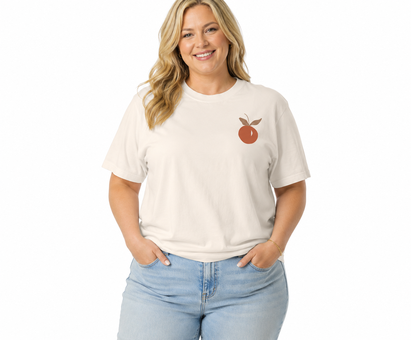 The Peachie Spoon Daily Essentials Ivory Boxy Mid-Length T-Shirt