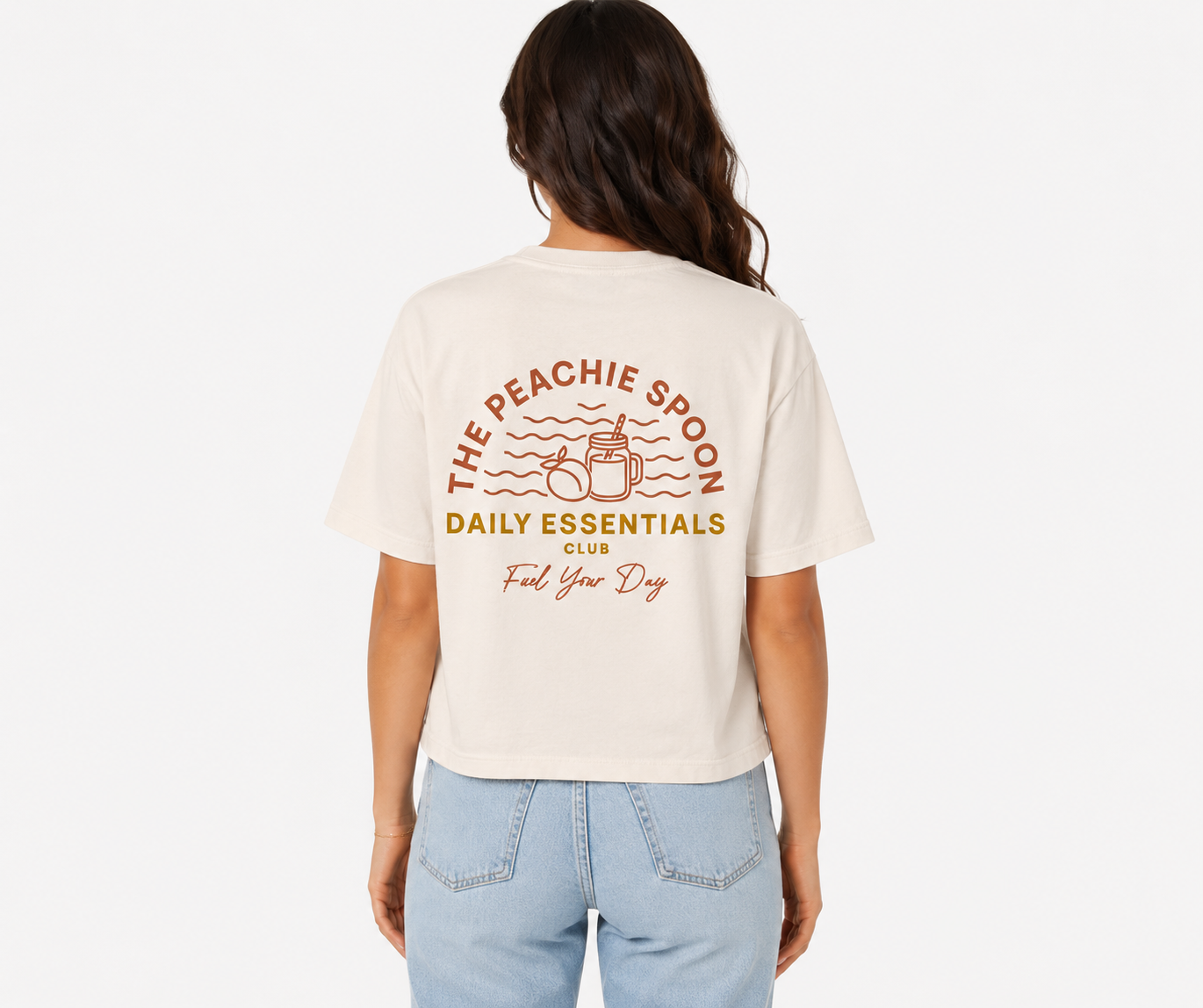 The Peachie Spoon Daily Essentials Ivory Boxy Mid-Length T-Shirt